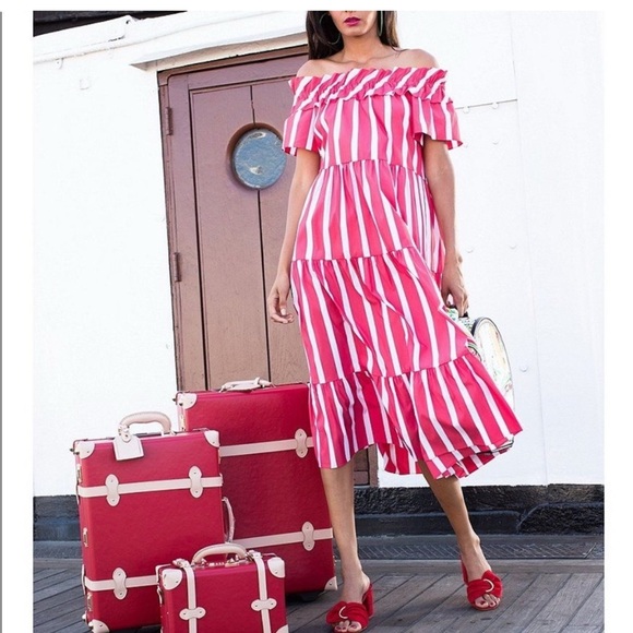 NWT TRINA TURK | Cattleya Tiered Striped Dress medium - Picture 1 of 4